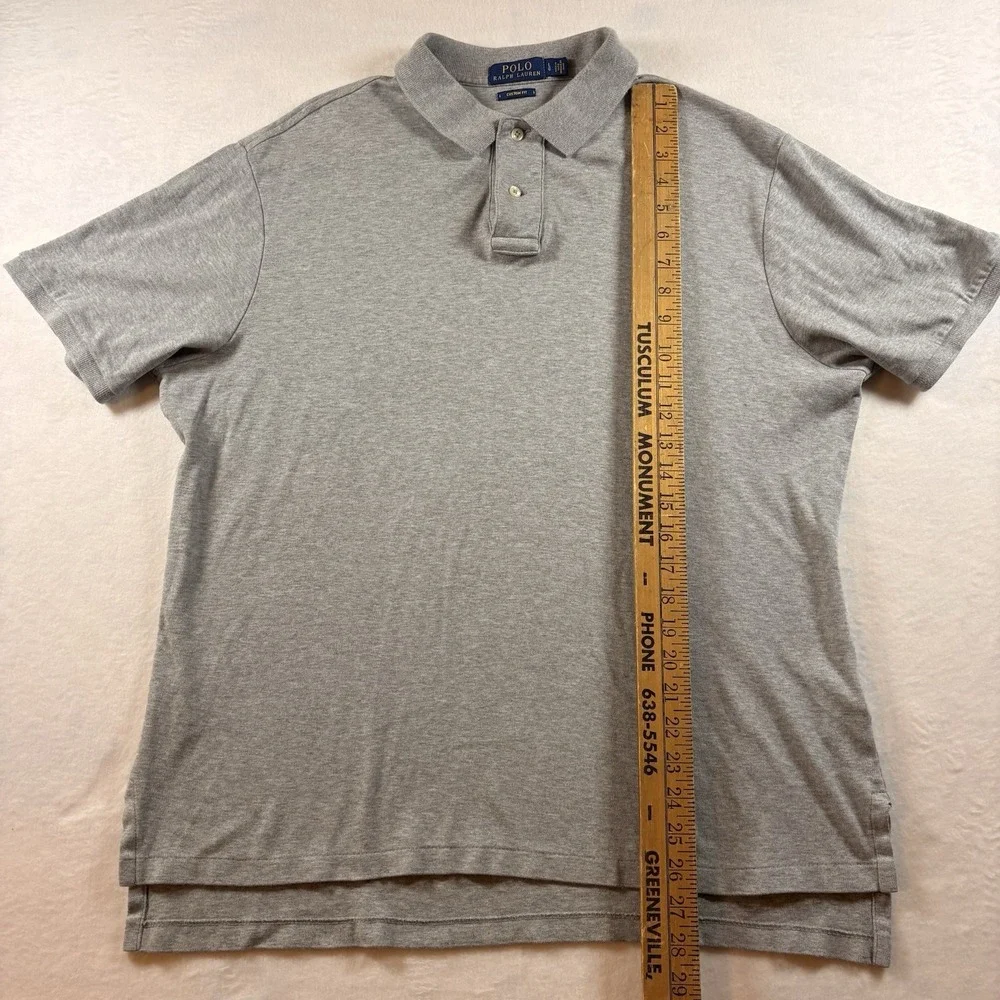 Polo Ralph Lauren Gray Cotton Polo Shirt Mens Custom Fit Large Preppy  Classic